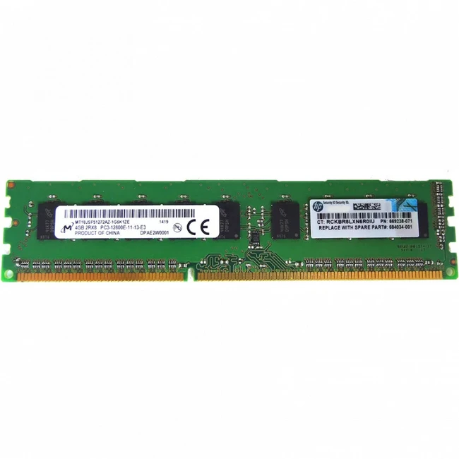 Серверная оперативная память ОЗУ HPE 4GB (1x4GB) Dual Rank x8 PC3-12800E (DDR3-1600) Unbuffered CAS-11 Memory Kit 669322-B21 4 ГБ, DDR3