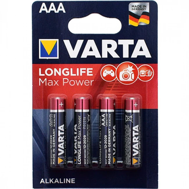 Батарейка VARTA AAA Longlife Max Power 1.5V Alkaline в блоке 4шт. 4703-4