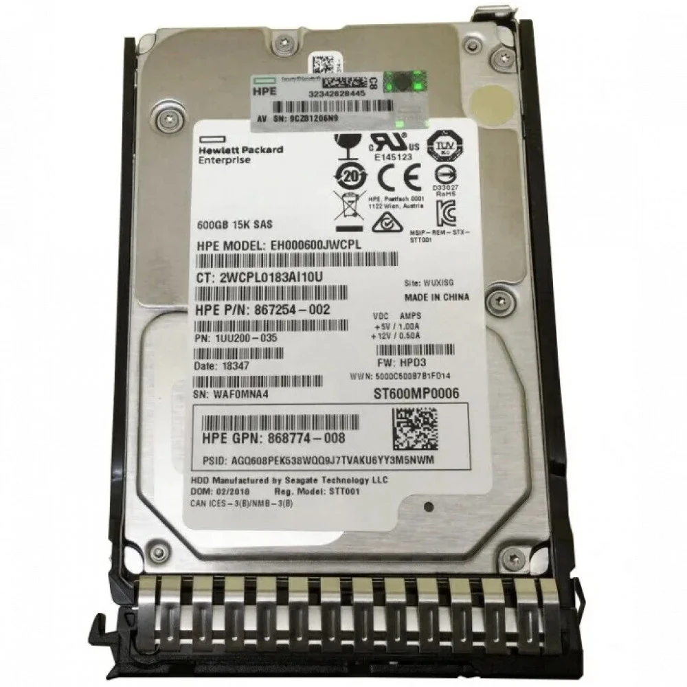 Серверный жесткий диск HPE 600GB 2,5''(SFF) SAS 15K 12G Hot Plug w Smart Drive SC 870757-B21 2,5 SFF, 600 ГБ, SAS