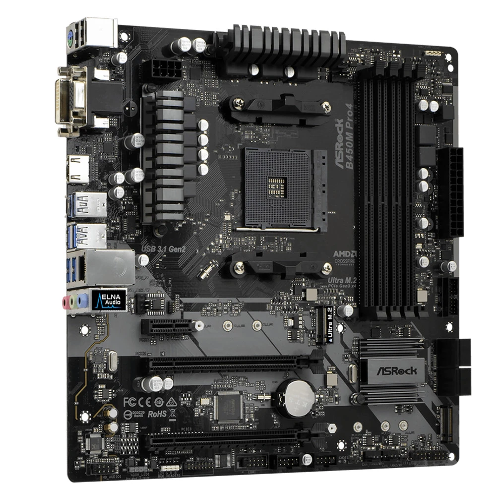 Материнская плата ASRock B450M PRO4 Micro-ATX, AMD AM4