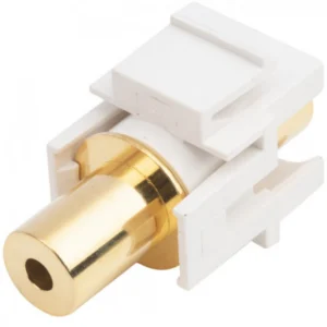Модуль Hyperline Модуль формата Keystone Jack с проходным адаптером TRS 3.5 мм gold plated ROHS белый KJ1-TRS-D3.5G-WH