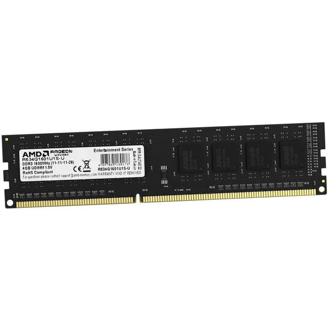ОЗУ AMD Radeon R3 Value Series Black R534G1601U1S-U DIMM, DDR3, 4 Гб, 1600 МГц