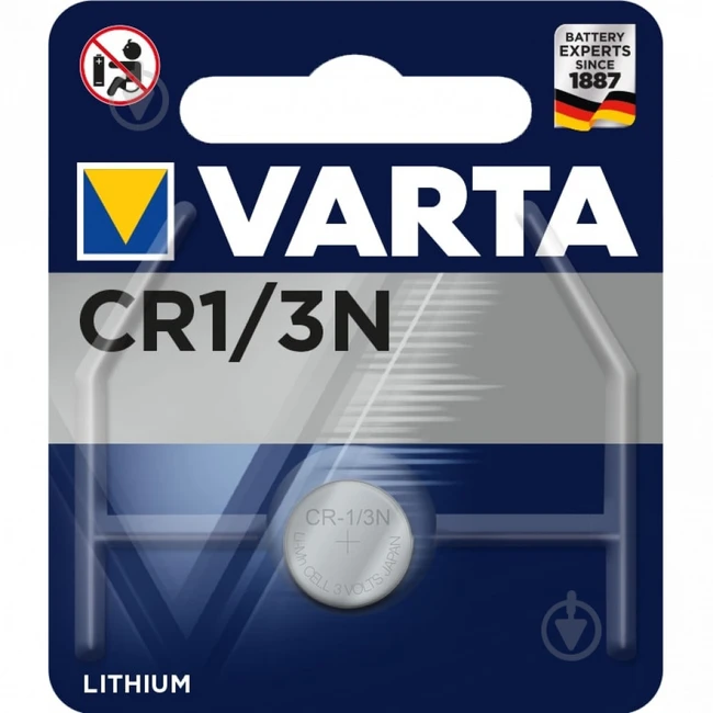 Батарейка VARTA ELECTRONICS CR1/3N BL1 Lithium 3V 6131101401