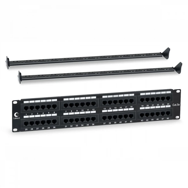 Патч-панель Cabeus PL-48-Cat.5e-Dual IDC Патч-панель 19" (2U) 48 портов, Cat. 5e