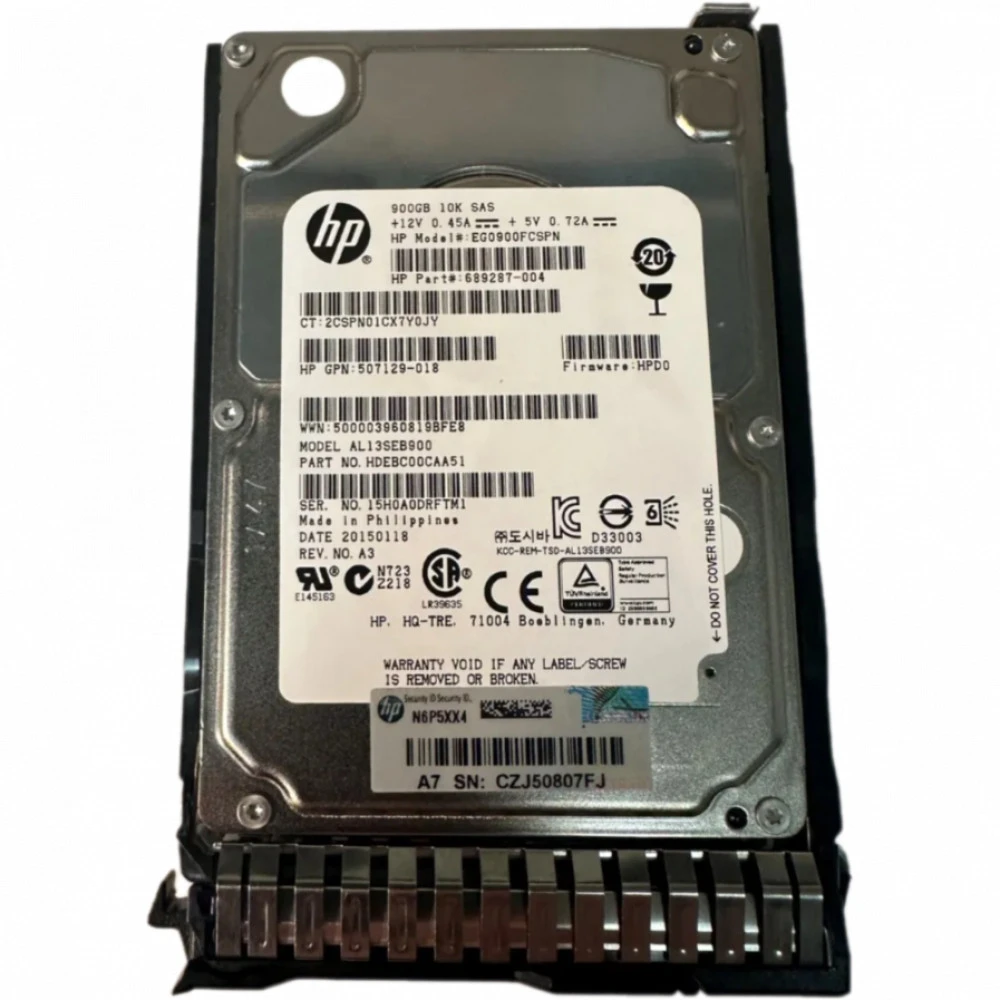 Серверный жесткий диск HPE 900GB 6G SAS 10K rpm SFF (2.5-inch) SC Enterprise 652589-B21 2,5 SFF, 900 ГБ, SAS