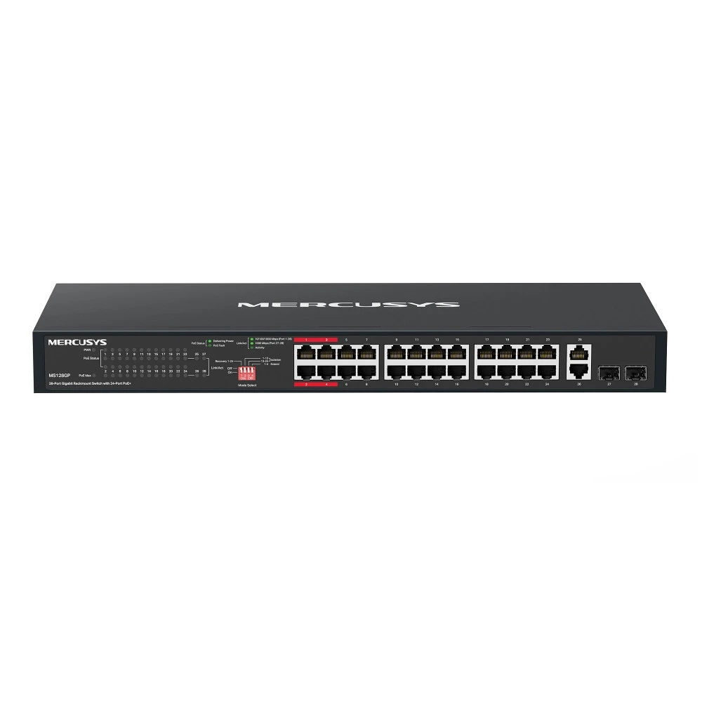 Коммутатор Mercusys MS128GP 1000 Base-T (1000 мбит/с), 2 SFP порта