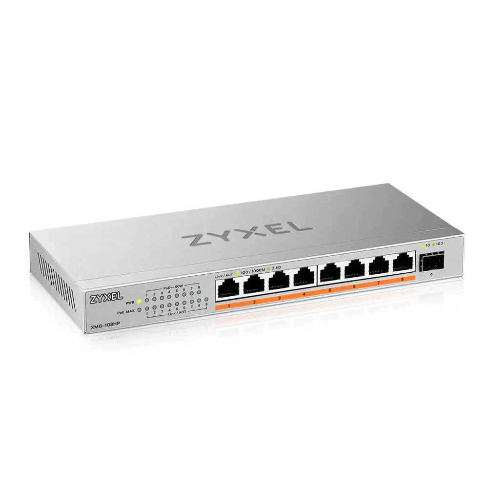 Коммутатор Zyxel XMG-108HP XMG-108HP-EU0101F 2.5 GBase-T (2500 мбит/с), 1 SFP порт