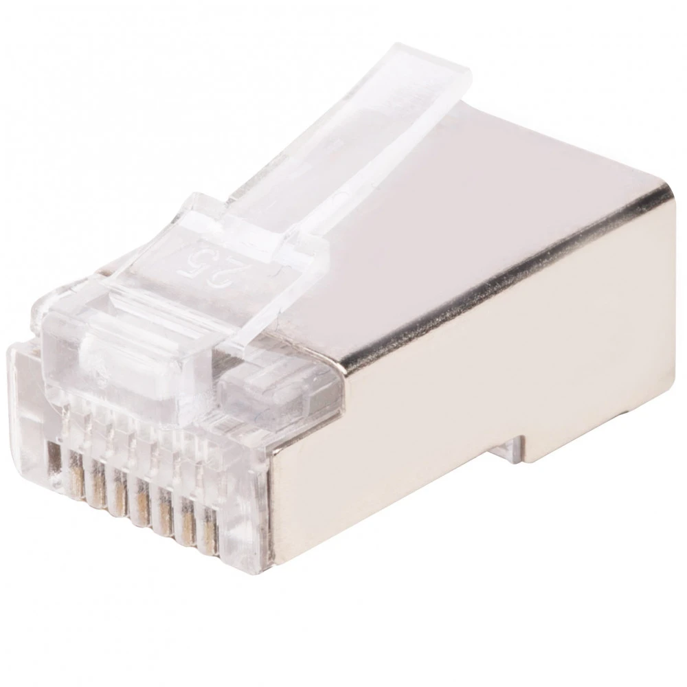 Коннектор WRline Коннектор RJ-45 под витую пару категория 5e экранированный универсальный (100 шт в упак.) WR-8P8C-5E-SH