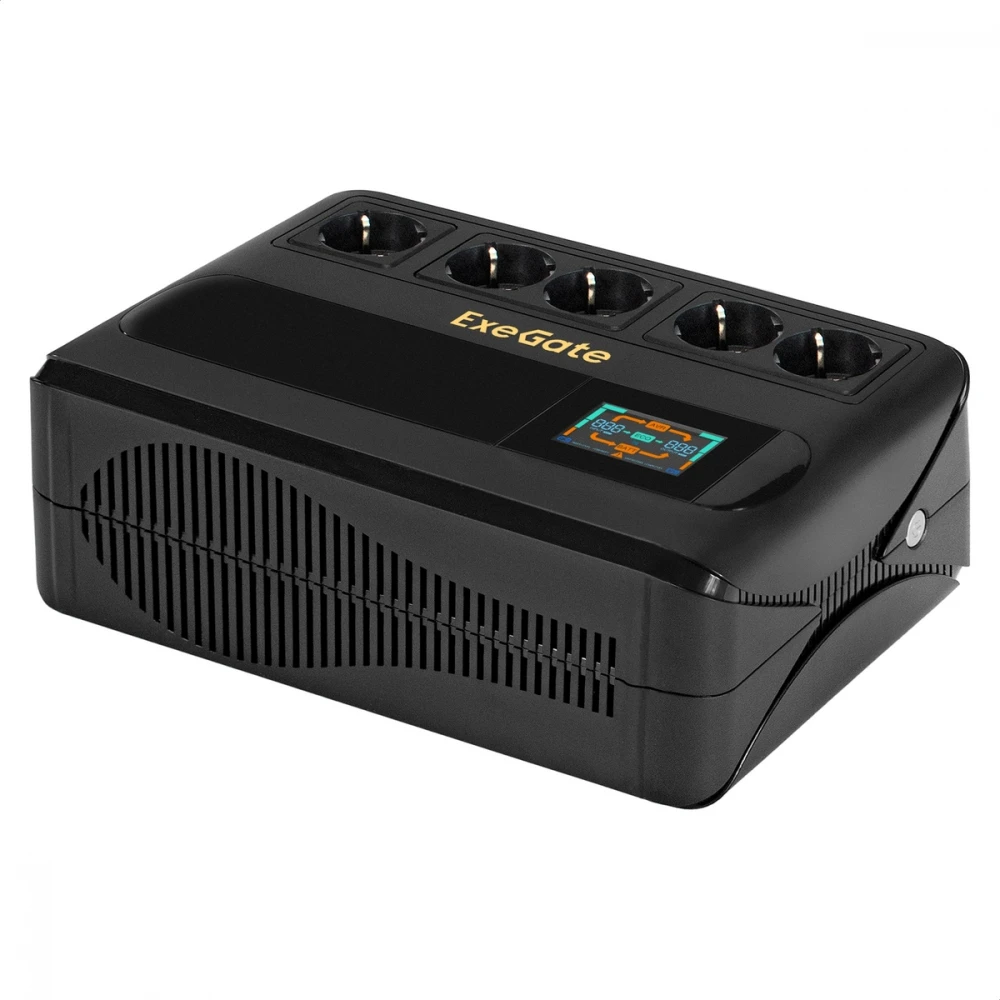 Источник бесперебойного питания ExeGate NEO Smart BU-800.LCD.AVR.5SH EX295685RUS Линейно-интерактивные, Напольный (Tower), 800 ВА, 480 Вт