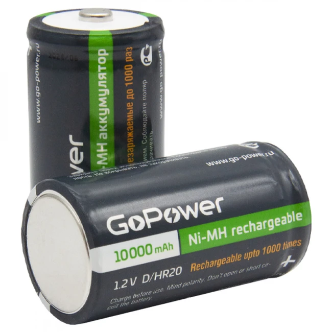 Батарейка GoPower HR20 D BL2 NI-MH 10000mAh 00-00018323