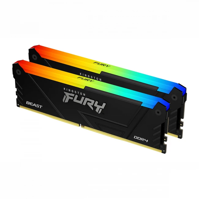 ОЗУ Kingston Fury Beast RGB KF432C16BB2AK2/32 DIMM, DDR4, 32 Гб (2 х 16 Гб), 3200 МГц