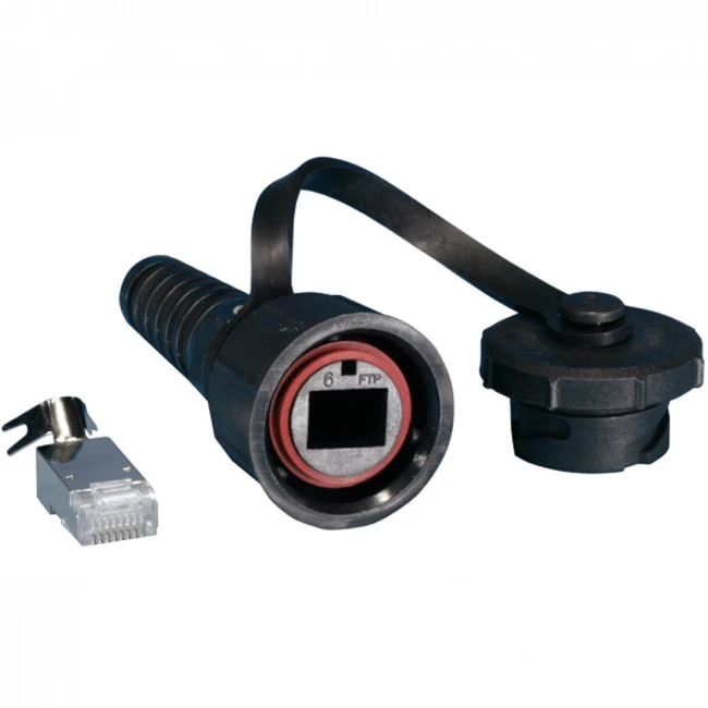 Коннектор Hyperline Промышленный разъем RJ-45 (8P8C) под витую пару PLUG-IE-8P8C-PV-C6-SH