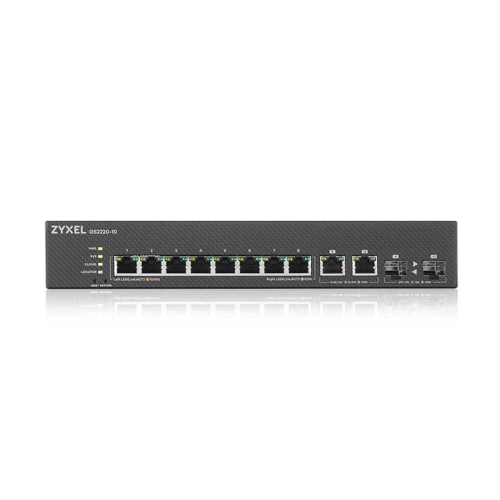 Коммутатор Zyxel GS2220-10-EU0101F 1000 Base-TX (1000 мбит/с), 2 SFP порта