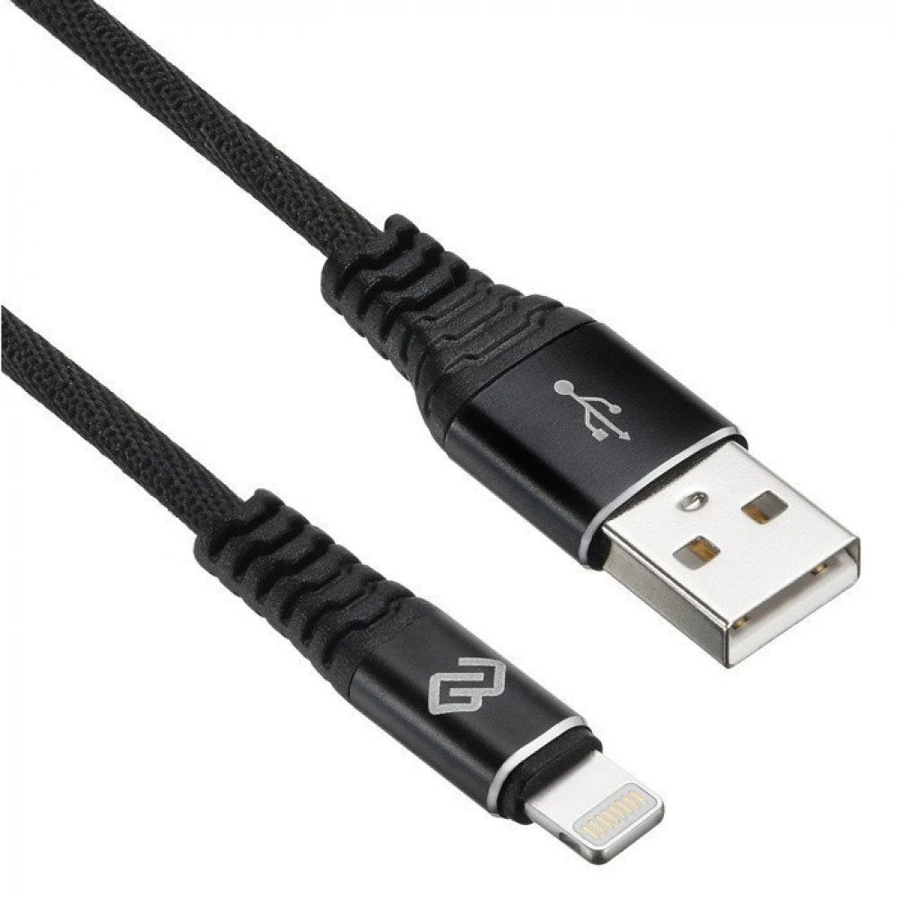Кабель интерфейсный Digma LIGHT-3M-BRAIDED-BLK USB Type A - Lightning (8pin)