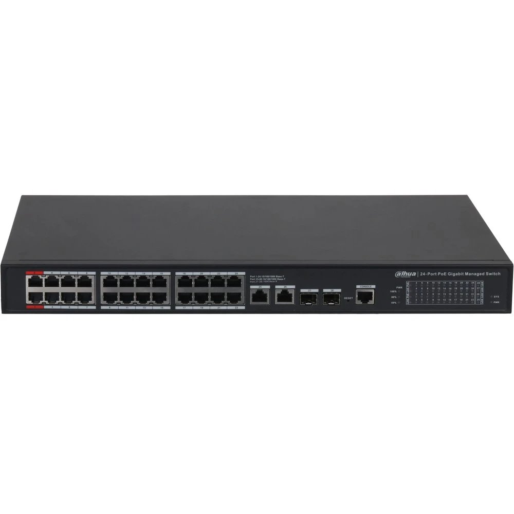 Коммутатор Dahua S4228-24GT-240 DH-S4228-24GT-240 1000 Base-T (1000 мбит/с), 2 SFP порта