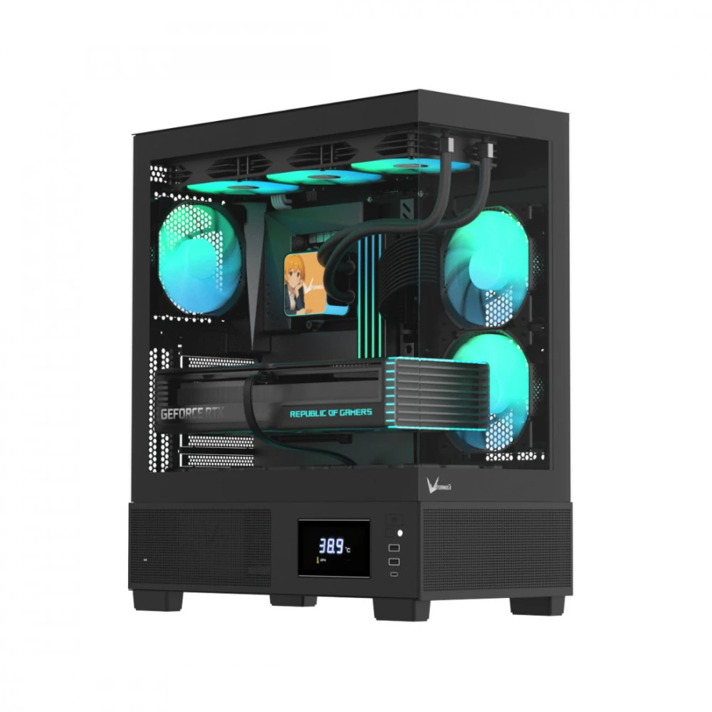Корпус Formula Crystal E1 Floe Black Игровые, Mid-Tower