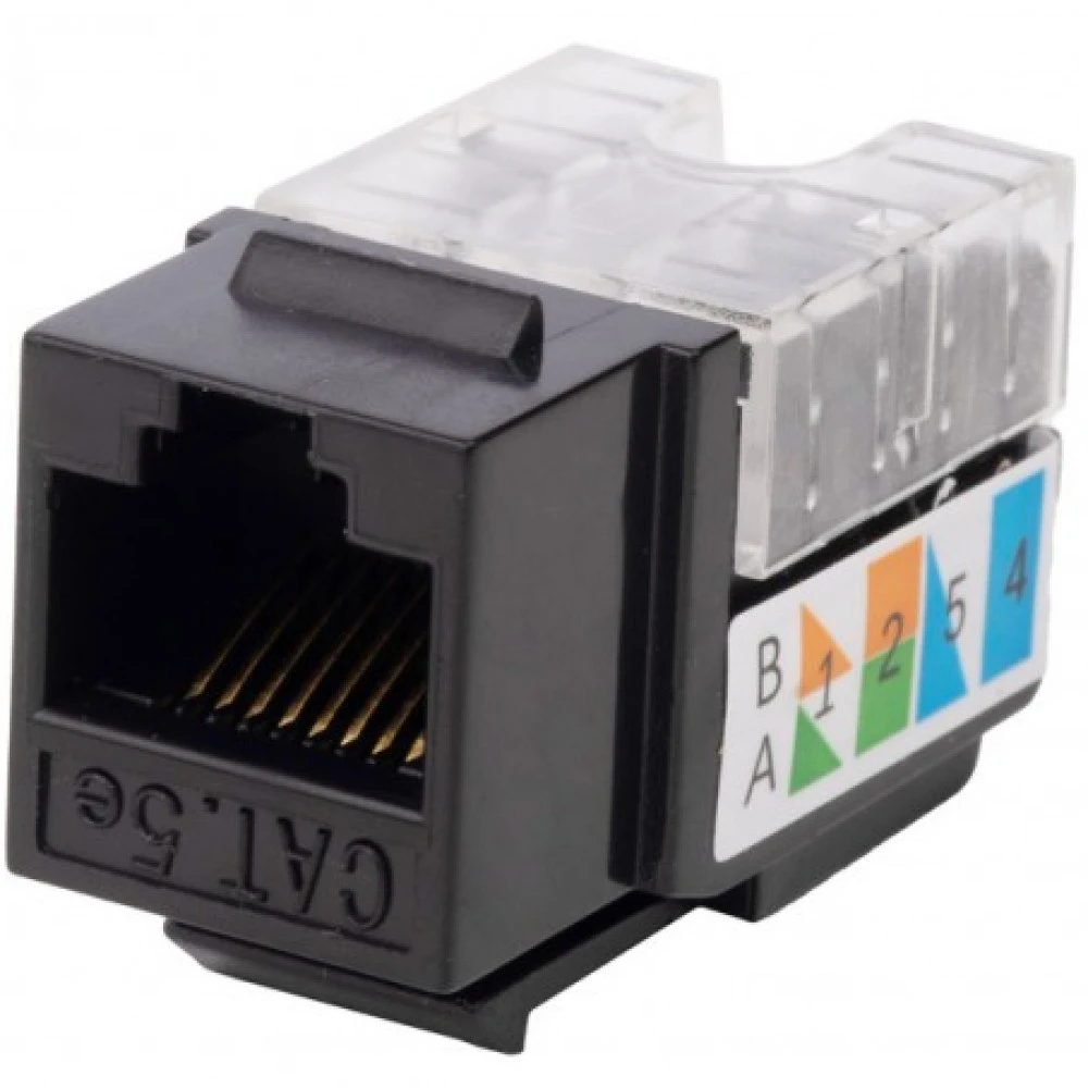 Коннектор WRline Вставка Keystone Jack RJ-45 90 градусов категория 5e неэкранированная заделка тип 110 цвет черный WR-KJ-RJ45-C5E-90-SW-BK