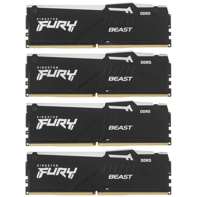 ОЗУ Kingston FURY Beast Black RGB KF560C40BBAK4-64 DIMM, DDR5, 64 Гб (4 х 16 Гб), 6000 МГц