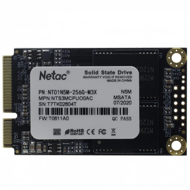 Жесткий диск Netac NT01N5M-256G-M3X SSD (твердотельные), 256 ГБ, mSATA, SATA