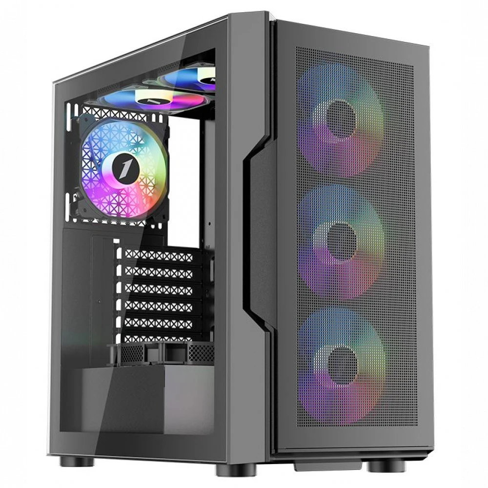 Корпус 1STPLAYER T7 P Black T7-P-BK-4F7 Игровые, Mid-Tower