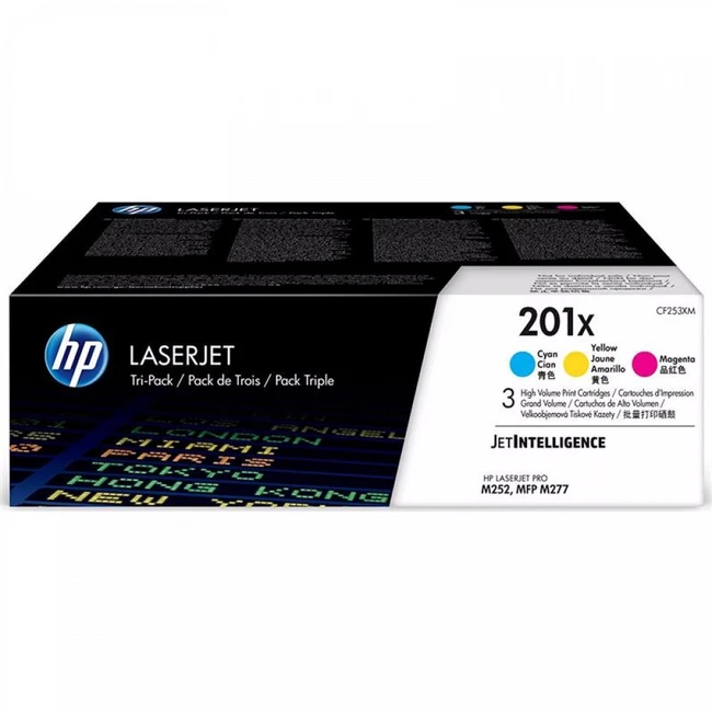 Лазерный картридж HP 201X увеличенной емкости упаковка 3 шт. голубой/пурпурный/желтый CF253XM