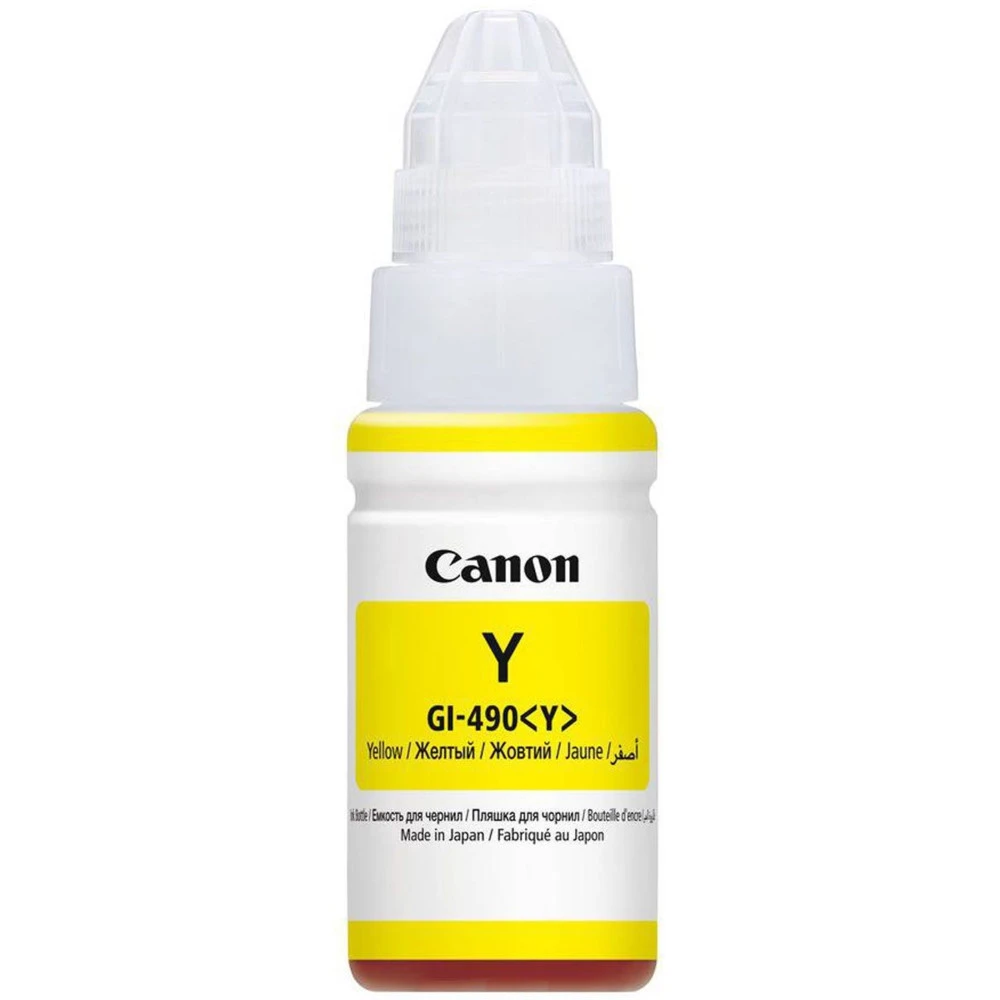 Струйный картридж Canon Чернила GI-490Y PIXMA G1400/2400/3400 жёлтые 0666C001